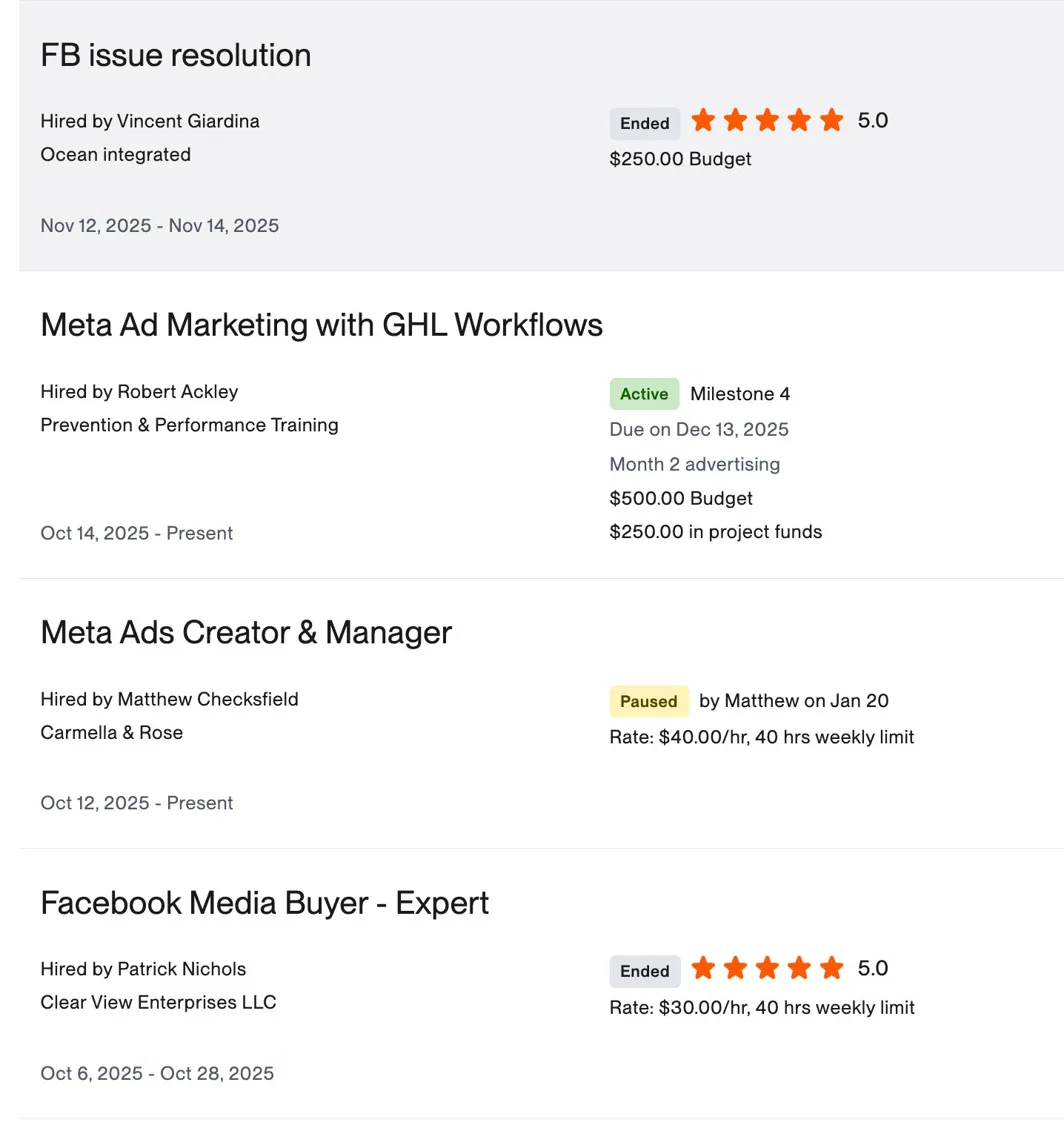 Verified Upwork contract history excerpt 1